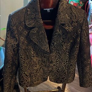 Andre Oliver Black and Gold Patterned Blazer